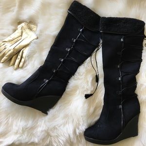 Fleece-lined heeled boots